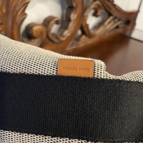 Hermès Canvas Toile Saxo Carry Sack Bag Grey Black Tote - Picture 5 of 14